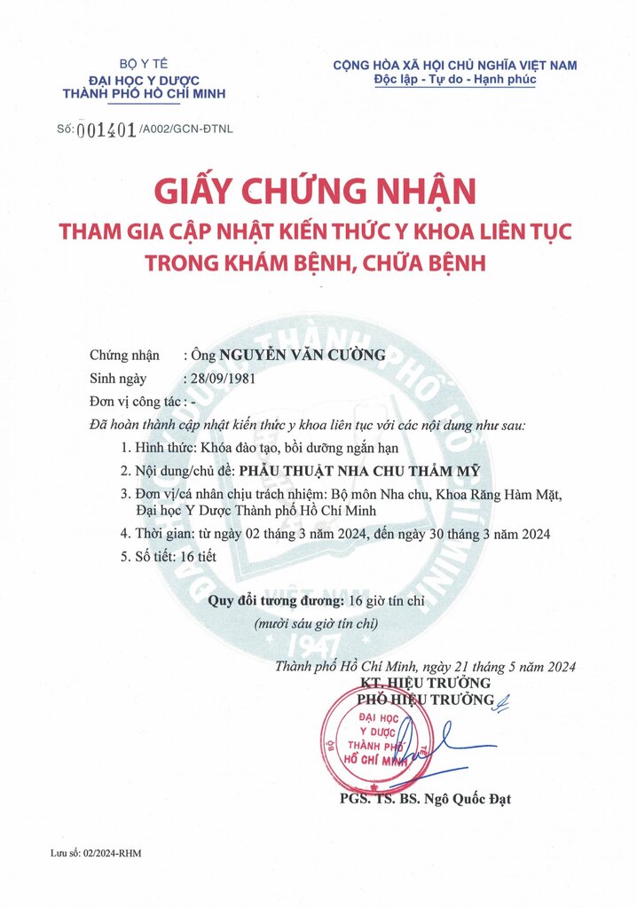 chung nhan chinh nha